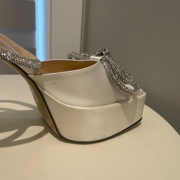 Mach & Mach White Satin Double Bow Platforms - Picture 5 of 8